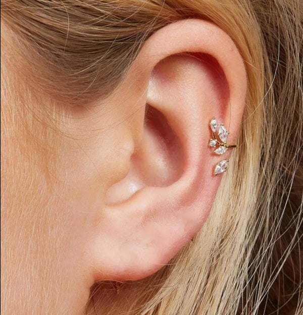 Ear Cuff no Piercing,fake piercing,ear cuff,14k solid Gold ear cuff earrings,fake helix piercing,fake ear cuff•fake helix ring•leaf ear cuff