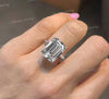 8 CT Large Emerald cut moissanite engagement ring,big solitaire knife edge,celebrity style emerald Moissanite diamond wedding ring for women