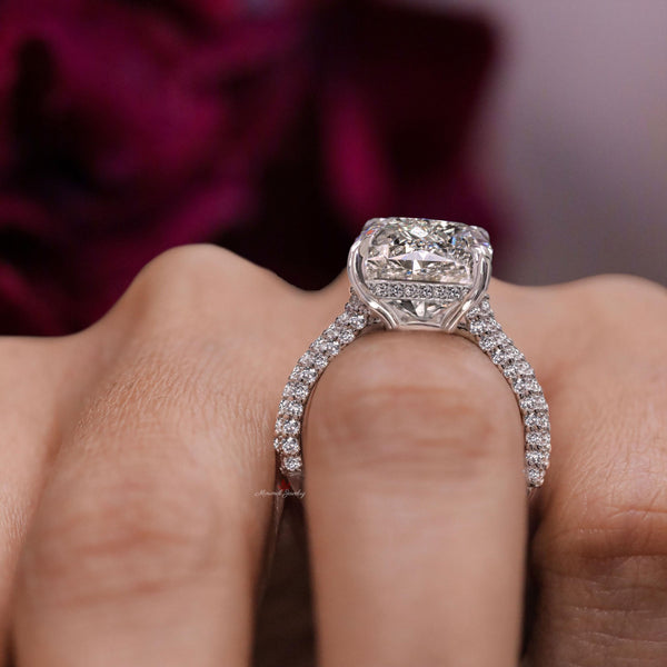 Cushion Cut Lab Grown Diamond Engagement Ring 8.5CT IGI Certified Solitaire elongated cushion large lab diamond anniversary wedding ring