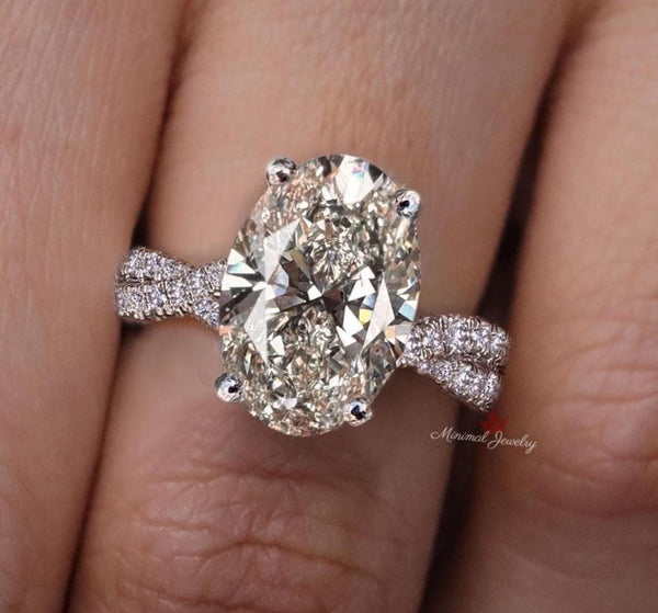 oval lab grown diamond ring 3CT IGI certified diamond oval engagement ring unique infinity band solitaire wedding ring promise ring for her