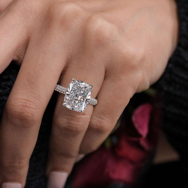 Cushion Cut Lab Grown Diamond Engagement Ring 8.5CT IGI Certified Solitaire elongated cushion large lab diamond anniversary wedding ring