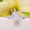 2.5 CT cushion cut engagement ring,Moissanite hidden halo ring,elongated cushion moissanite ring,three row pave,14k white gold,wedding ring