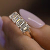Emerald cut wedding band 5 stone moissanite wedding band women stackable half eternity band 5th anniversary gift for her dainty emerald ring