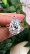 Pear Moissanite Engagement Ring Split Shank 14k Rose Gold Wedding Ring 16.5CT