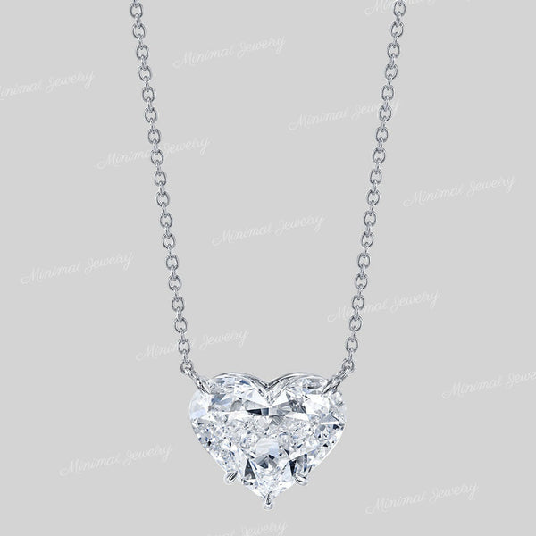 Moissanite pendant necklace,18k/14k solid gold chain necklace,solitaire pendant necklace 4.13CT heart pendant moissanite necklace,minimalist