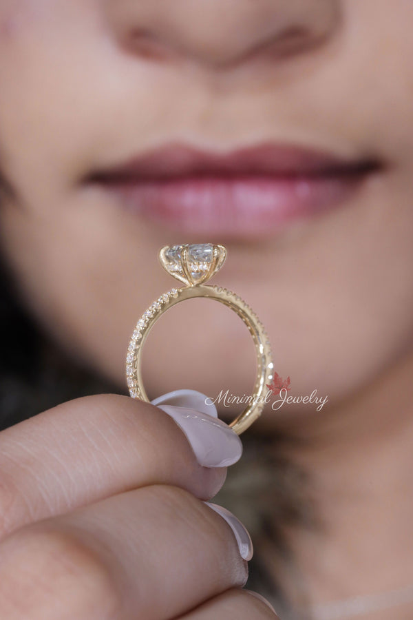 2.6 CT marquise engagement ring,moissanite marquise,solitaire ring,unique,diamond hidden halo ring,marquise cut•18k/14k•wedding ring•women