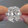 19 CT Old mine cut cushion moissanite ring large elongated cushion cut engagement ring Three stone big diamond ring edwardian wedding ring