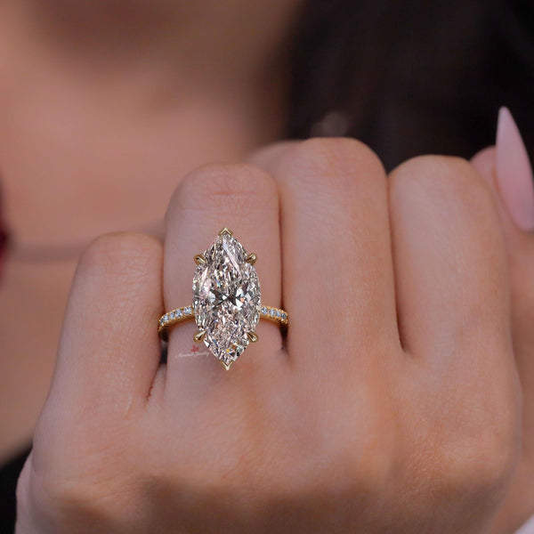 7.5 ct marquise engagement ring big marquise moissanite ring 6 Prong solitaire wedding anniversary ring for women large diamond Bridal Ring