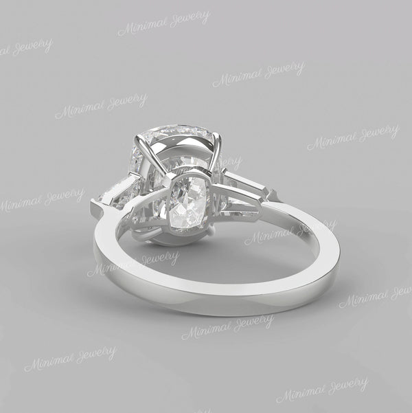 3 stone cushion cut engagement ring 17.2 TCW Shiled&Large elongated cushion cut moissanite engagement ring cocktail Three stone wedding ring