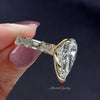 10 CT Pear shaped engagement ring big pear moissanite engagement ring unique wide eternity band,cocktail diamond teardrop ring wedding ring