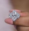 Lab Grown Diamond Ring 4CT marquise engagement ring IGI certified diamond Three stone ring Halo diamond wedding ring for women anniversary