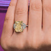 10CT Yellow Lab Grown Diamond Radiant Cut Engagement Ring IGI Certified Three Stone lab diamond Wedding Anniversary Ring two tone gold ring