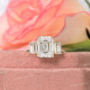 3.48 TCW Three Stone Emerald Cut Moissanite Engagement Ring,trellis set,three stone moissanite ring,3 Stone Emerald Cut Ring,wedding ring