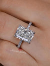 Lab Grown Diamond Ring 4CT Radiant Cut Engagement Ring for Women Hidden Halo IGI Certified diamond Wedding Ring for women promise ring her