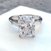 Radiant Cut Moissanite Engagement Ring: Baguette Side Stones, 10k/14k/18k White Gold/platinum