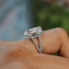 4.5 Carat Emerald cut moissanite engagement ring split shank solitaire ring unique emerald cut moissanite ring wedding ring anniversary ring