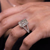 Emerald Cut Moissanite Ring Hidden Halo Split Shank 8ct Emerald Cut Engagement Wedding Ring Statement Cocktail Ring anniversary ring women