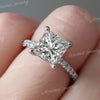 8mm Princess cut white gold engagement ring,moissanite ring,unique princess cut solitaire engagement ring,diamond promise wedding ring,women