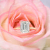 2.5 CT Emerald cut engagement ring moissanite Emerald solitaire ring hidden halo ring 14k yellow gold aniversary promise ring wedding ring