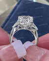 12 CT Three stone cushion cut moissanite engagement ring,luxury celebrity style,Knife edge,pear&big big square cushion 3 stone wedding ring