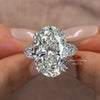 11.5 CT Oval Moissanite Engagement Ring Three Stone Wedding Ring Large Moissanite Diamond Cocktail Statement Ring Anniversary bridal Jewelry