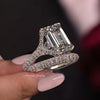 5 CT Emerald Cut Engagement Ring Set 14k Gold Three Stone Moissanite Ring Split Shank Wedding Ring Moissanite Bridal Set Anniversary gift