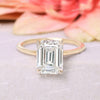 2.5 CT Emerald moissanite engagement ring,simple gold band,solitaire,emerald cut moissanite ring,promise ring,wedding ring,14k yellow gold