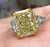 10CT Yellow Lab Grown Diamond Radiant Cut Engagement Ring IGI Certified Three Stone lab diamond Wedding Anniversary Ring two tone gold ring