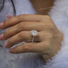 3 CT pear cut halo engagement ring,14k rose gold,pear shaped moissanite ring,wedding ring,anniversary gift ring,women,unique pear halo ring