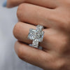 10 CT radiant moissanite engagement ring,luxury unique,hidden halo,wide band,celebrity style big large radiant cut engagement ring,wedding