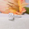 3 CT Radiant moissanite engagement ring,hidden halo,unique three row pave,thick band,solitaire moissanite radiant cut ring wedding ring