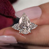 3CT pear lab grown diamond ring Three stone pear shaped engagement ring IGI certified large pear diamond anniversary wedding ring solid gold