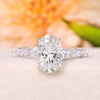 2.5 CT oval moissanite engagement ring,hidden halo,oval solitaire ring,14k white gold,unique oval cut moissanite ring,wedding ring for women