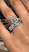 6.5CT pear moissanite engagement ring Hidden halo wide band unique large moissanite pear cut wedding ring big diamond anniversary ring women