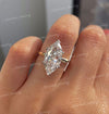 Marquise Moissanite engagement ring 5.5 CT Marquise Solitaire two tone ring,Celebrity Style diamond cocktail large marquise cut Wedding Ring