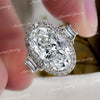 9.21 TCW Three stone oval engagement ring celebrity style,baguette&halo large oval moissanite engagement ring big diamond ring wedding ring