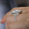 Emerald cut moissanite engagement ring 13.5 CT solitaire halo wedding ring large diamond cocktail ring gold cathedral ring anniversary ring