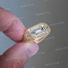 mens Moissanite ring 14k gold emerald cut bezel set male wedding ring unique mens wedding band promise ring for him groomsman proposal ring