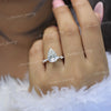 3 CT pear shaped engagement ring solitaire pear moissanite ring hidden halo unique vintage style engagement ring 14k white gold wedding ring