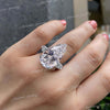 Pear Cut Moissanite Engagement Ring 21.5CT Three Stone pear shaped Wedding Statement Ring Side Shield Large Diamond Anniversary Ring gift