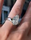 4 CT pear shaped engagement ring unique solitaire pear moissanite engagement ring Thick wide band low profile ring teardrop wedding ring
