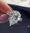 10 CT Pear shaped engagement ring big pear moissanite engagement ring unique wide eternity band,cocktail diamond teardrop ring wedding ring