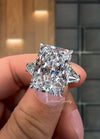 11.5 CT crushed ice moissanite radiant cut engagement ring,kite&large radiant moissanite three stone ring,big diamond cocktail wedding ring