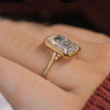 Emerald cut bezel set moissanite ring 8CT large Emerald cut engagement ring gold cathedral wedding ring big diamond anniversary ring women
