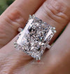 18.5CT Radiant Cut Moissanite Engagement Ring: 14k White Gold Cathedral Setting