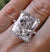 18.5CT Radiant Cut Moissanite Engagement Ring: 14k White Gold Cathedral Setting