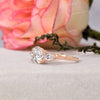 Three stone moissanite ring,2.5 CT Round brilliant engagement ring,14k rose gold,side stone pear&round triple stone ring,wedding ring,women