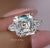 5.5 CT Asscher cut moissanite ring large Three stone Asscher cut engagement ring celebrity style side shield&Asscher cut ring wedding ring