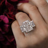 Three Stone Radiant Cut Moissanite Ring 9.5CT Wide Band Engagement Ring 14K White Gold Large Statement Wedding Anniversary Ring