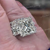 9.5 CT Big princess cut wedding ring set,celebrity style large three stone Moissanite princess cut engagement ring set,unique triple stone